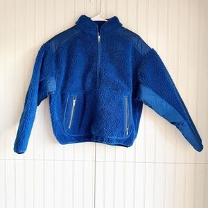 Madewell Size S Faux Shearling Half-Zip Pullover in Noble Blue NEW!